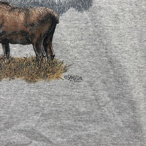 Vintage 90s Sansegal Denali Park Alaska T-Shirt Single Stitch Animals XL Nature - Picture 2 of 9